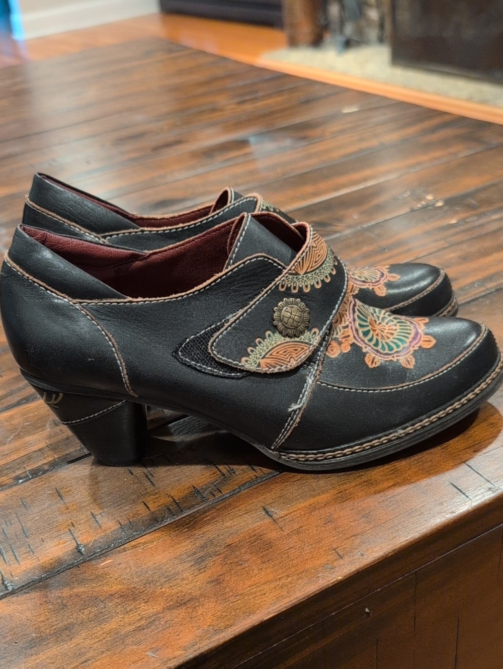 L'artiste Spring Step Kekie Bootie Mandala Floral Hand Painted 39 8.5 - Picture 5 of 12